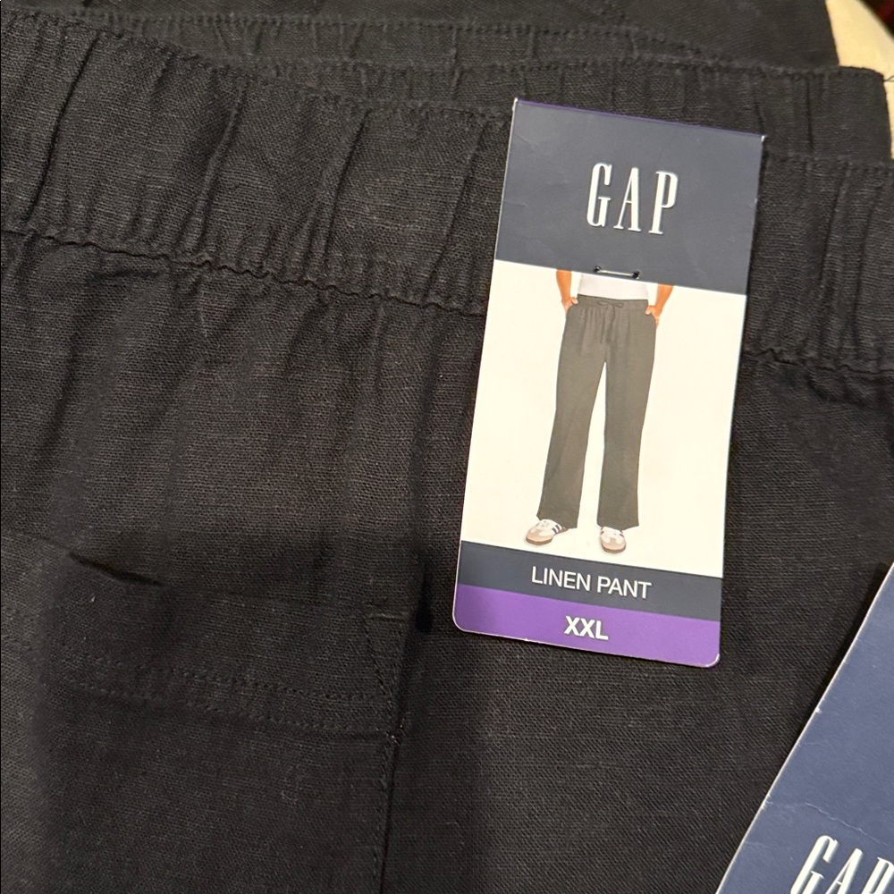 GAP Midnight Black Relaxed Pants xl linen woman’s cozy stretch lightweight new - Picture 3 of 7